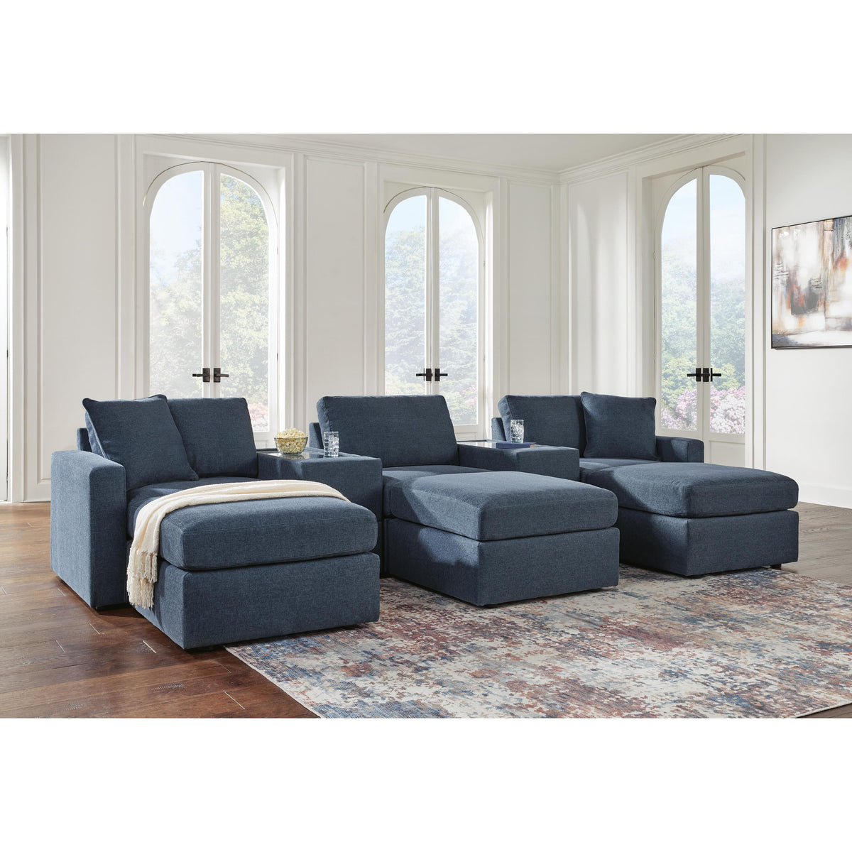  Signature Design by Ashley® Modmax 92121U19 5 pc Sectional and 3 Ottomans - Ink IMAGE 2