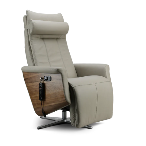 Svago Swivel Zero Gravity Recliner-Massage Chair-Svago-Taupe & Walnut-New Braunfels Mattress Company