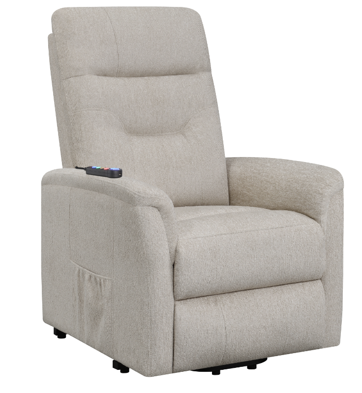 Henrietta Power Lift Recliner With Storage Pocket Beige-Massage Chair-Coaster Furniture-New Braunfels Mattress Company