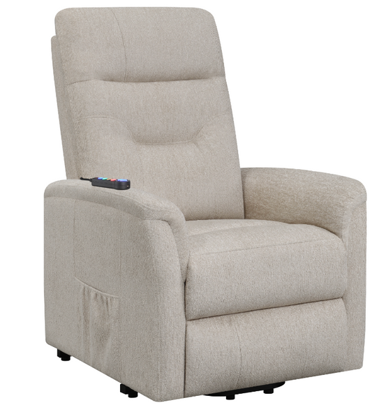 Henrietta Power Lift Recliner With Storage Pocket Beige-Massage Chair-Svago-New Braunfels Mattress Company