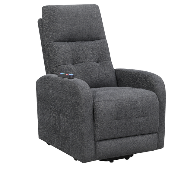 Howie Tufted Upholstered Power Lift Recliner Charcoal-Massage Chair-Svago-New Braunfels Mattress Company