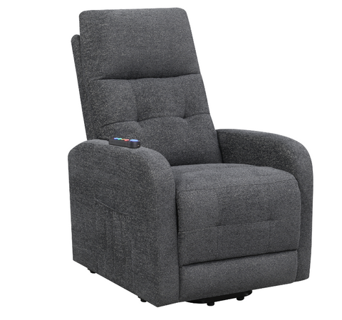 Howie Tufted Upholstered Power Lift Recliner Charcoal-Massage Chair-Coaster Furniture-New Braunfels Mattress Company