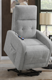 Howie Tufted Upholstered Power Lift Recliner Grey-Massage Chair-Svago-New Braunfels Mattress Company