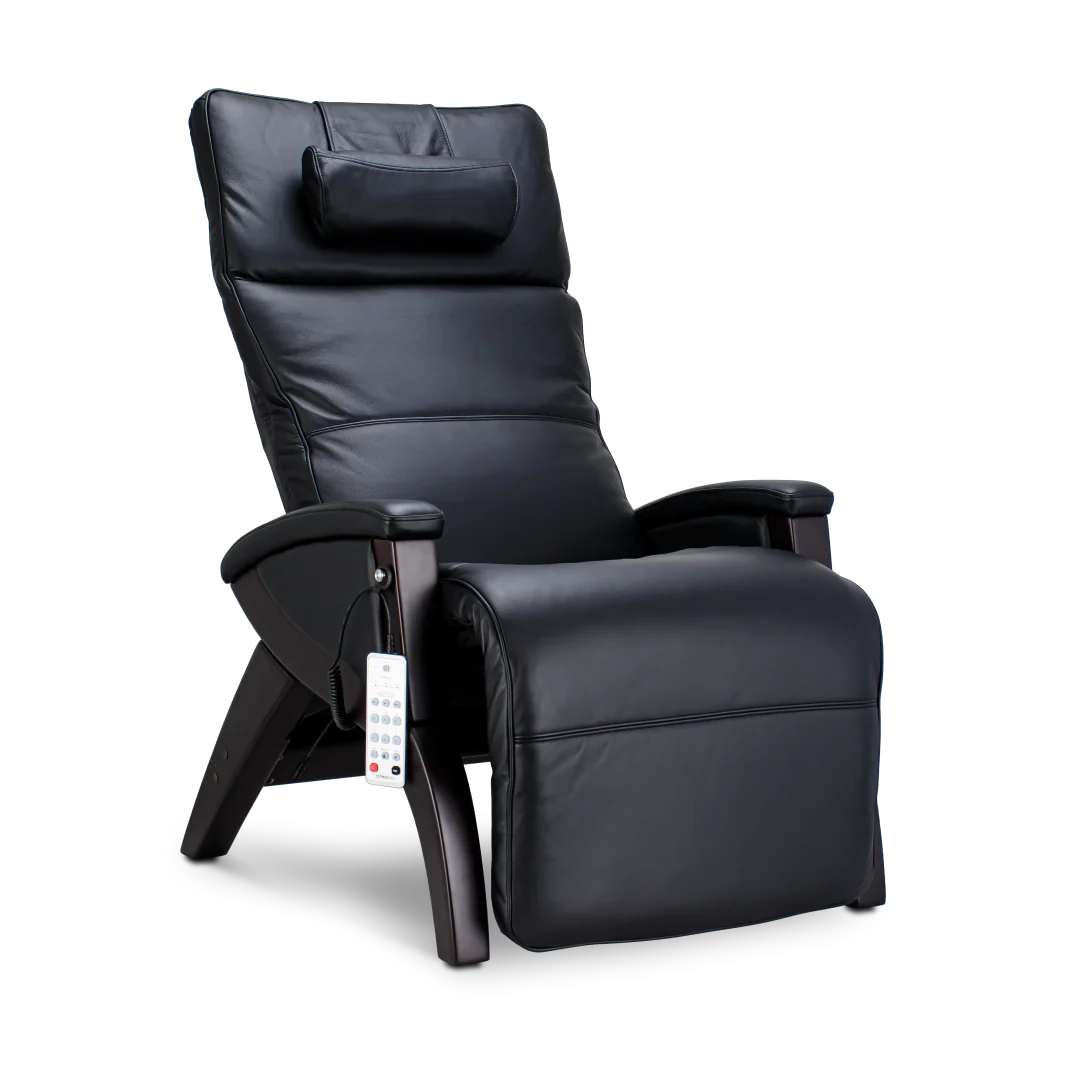 Svago Newton Zero Gravity Recliner-Massage Chair-Svago-Svago Newton Zero Gravity Recliner Midnight (Synthetic Hyde) and Dark Walnut-New Braunfels Mattress Company