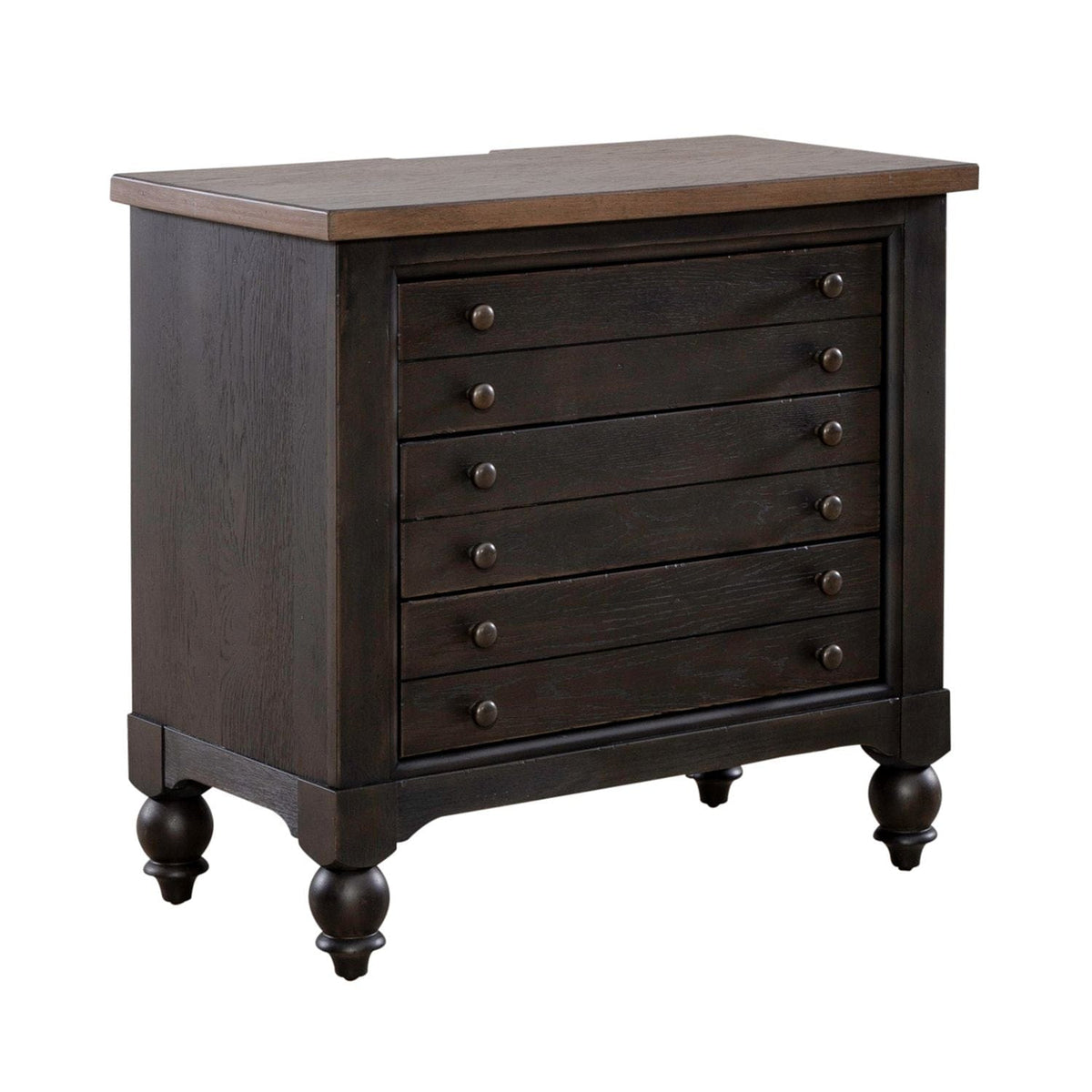 Americana Farmhouse Black Bedside Chest-Nightstand-Liberty Furniture-New Braunfels Mattress Company