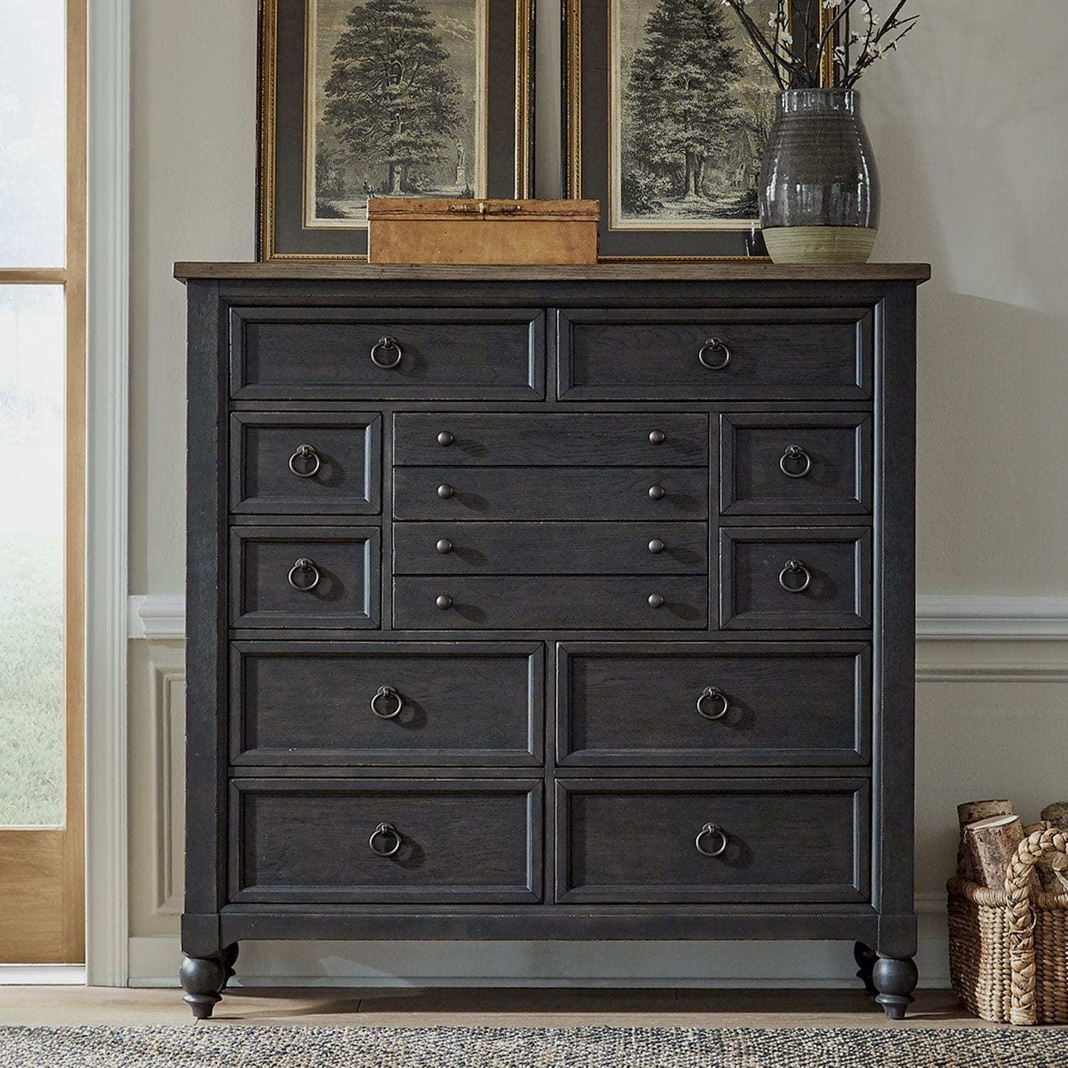 Americana Farmhouse Black Chesser-chest-Liberty Furniture-New Braunfels Mattress Company
