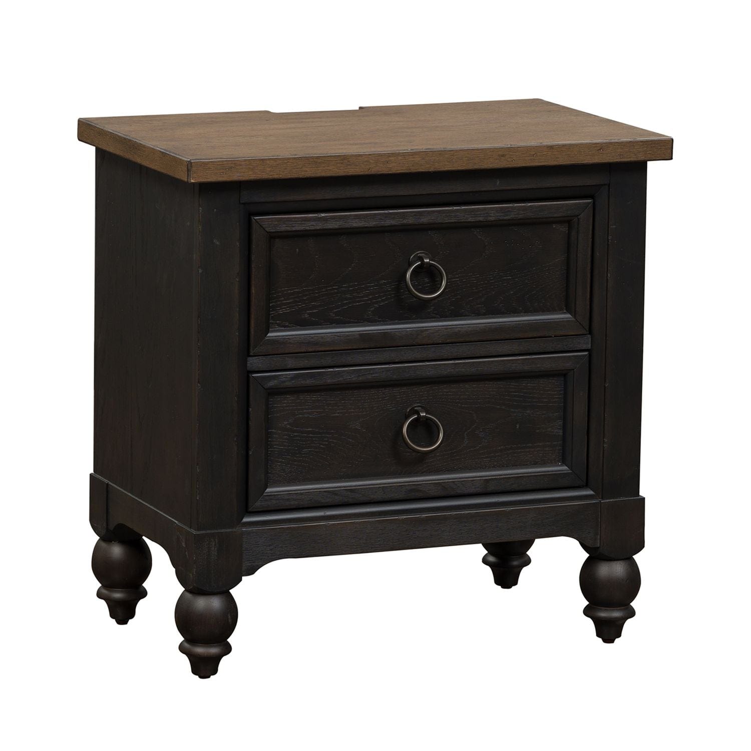 Americana Farmhouse Black Nightstand-Nightstand-Liberty Furniture-New Braunfels Mattress Company