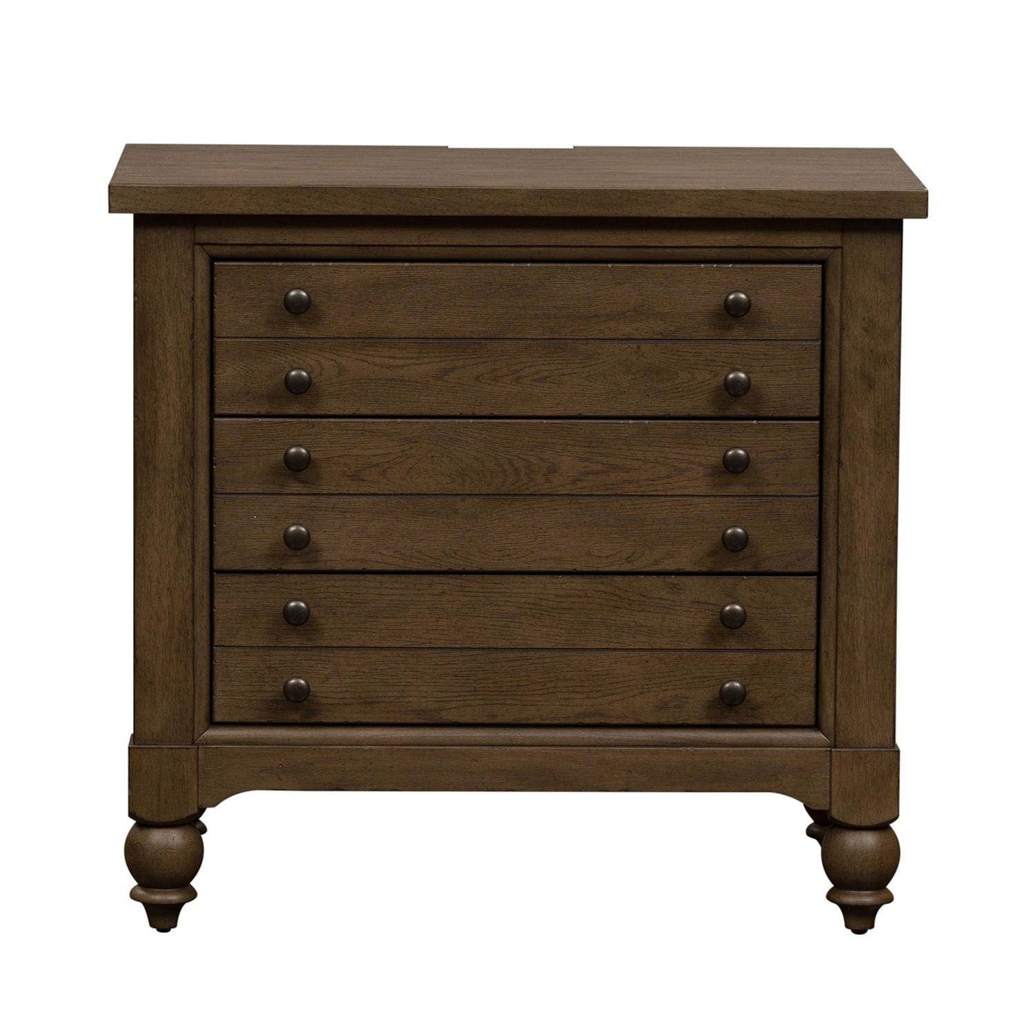 Americana Farmhouse Brown Bedside Chest-Nightstand-Liberty Furniture-New Braunfels Mattress Company
