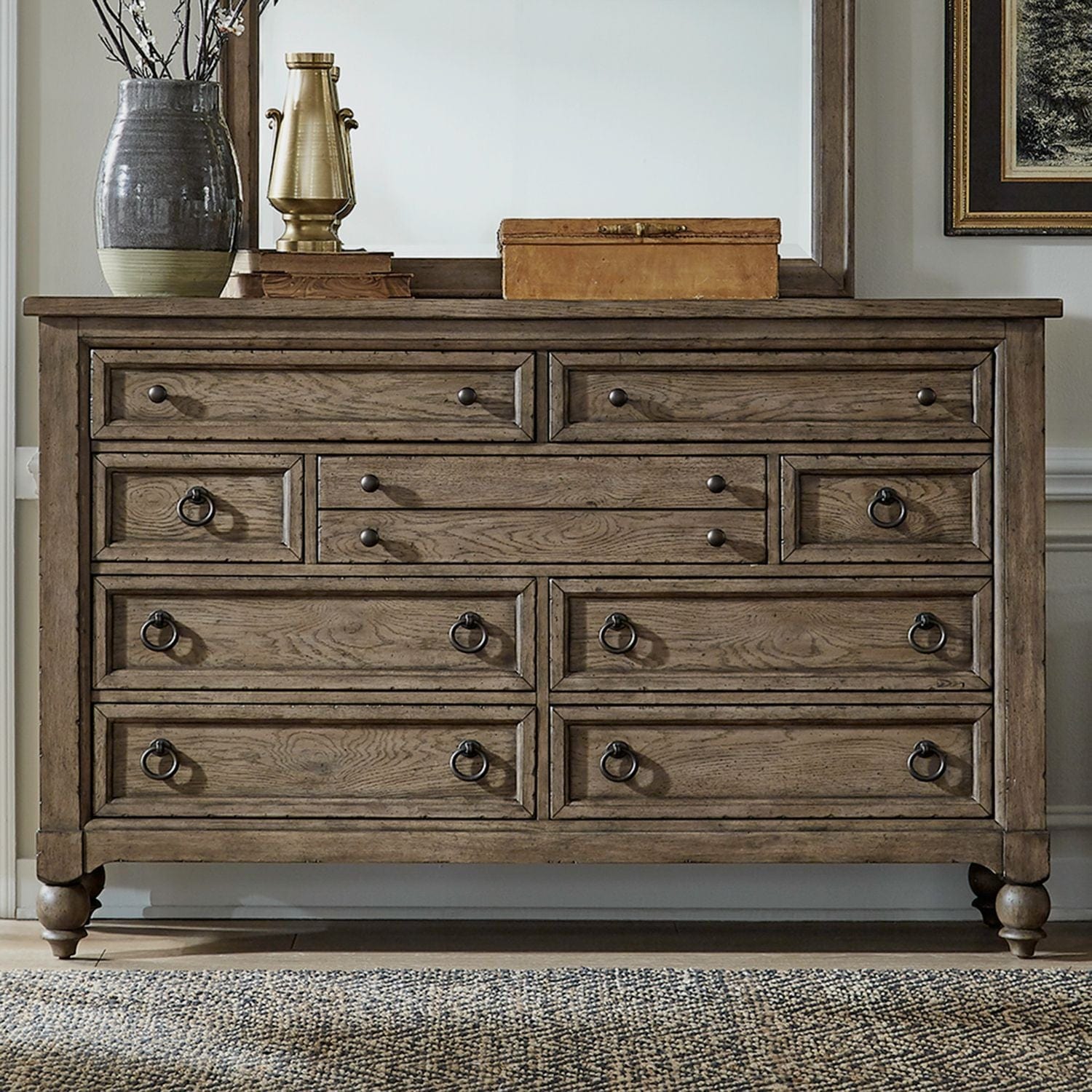 Americana Farmhouse Brown Dresser-Dresser-Liberty Furniture-New Braunfels Mattress Company