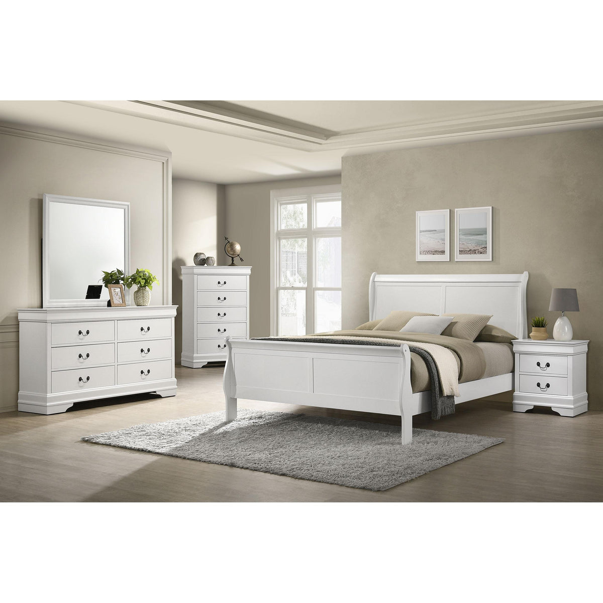Coaster Furniture Louis Philippe 202441T-S5 7 pc Twin Sleigh Bedroom Set
