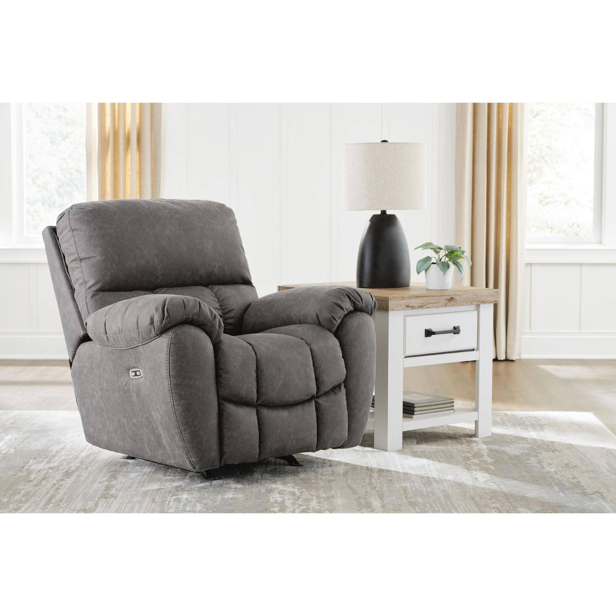 Signature Design by Ashley Bakerstein PC1250398 Power Rocker Recliner with Adjustable Headrest
