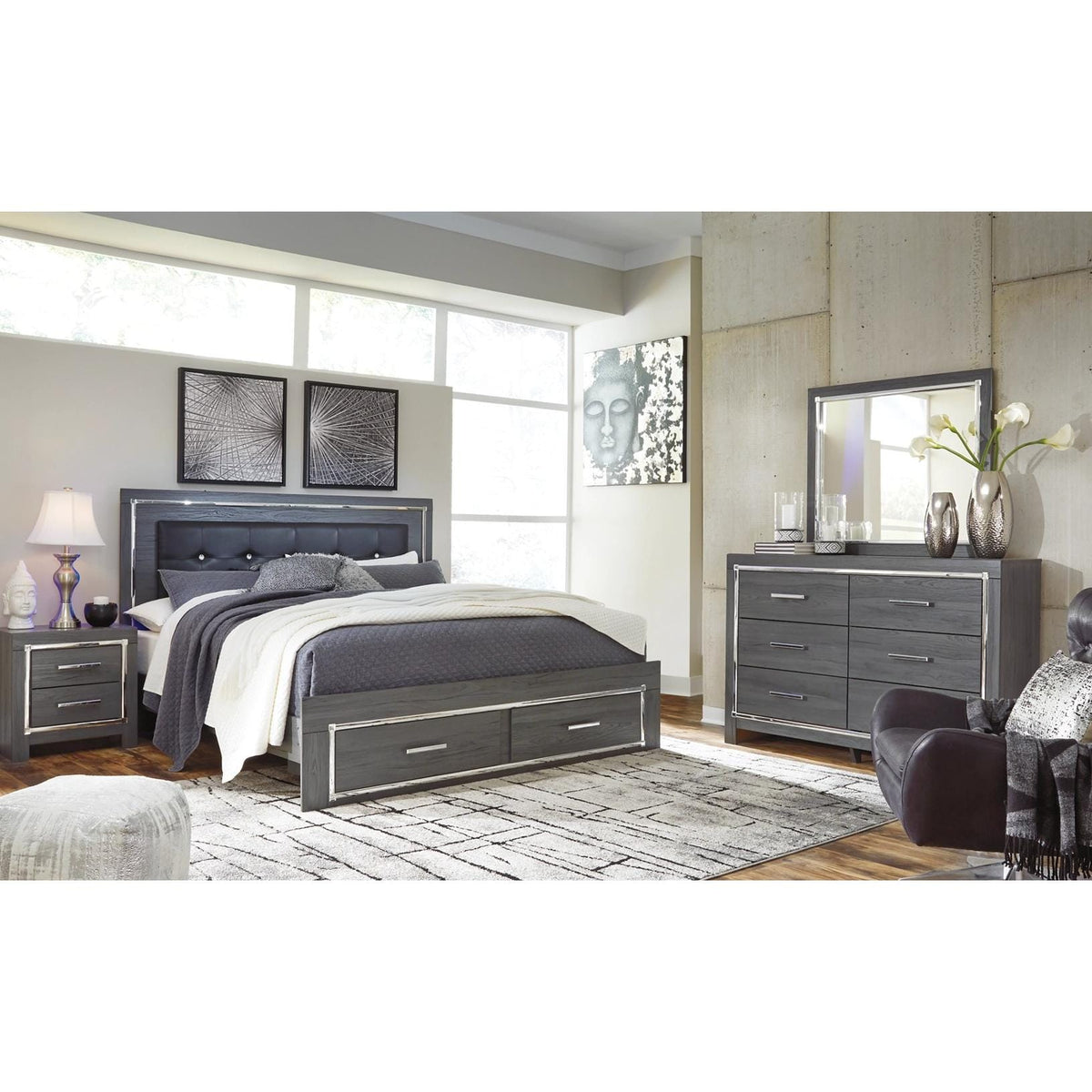 Signature Design by Ashley Lodanna B214B24 6 pc King Panel Storage Bedroom Set