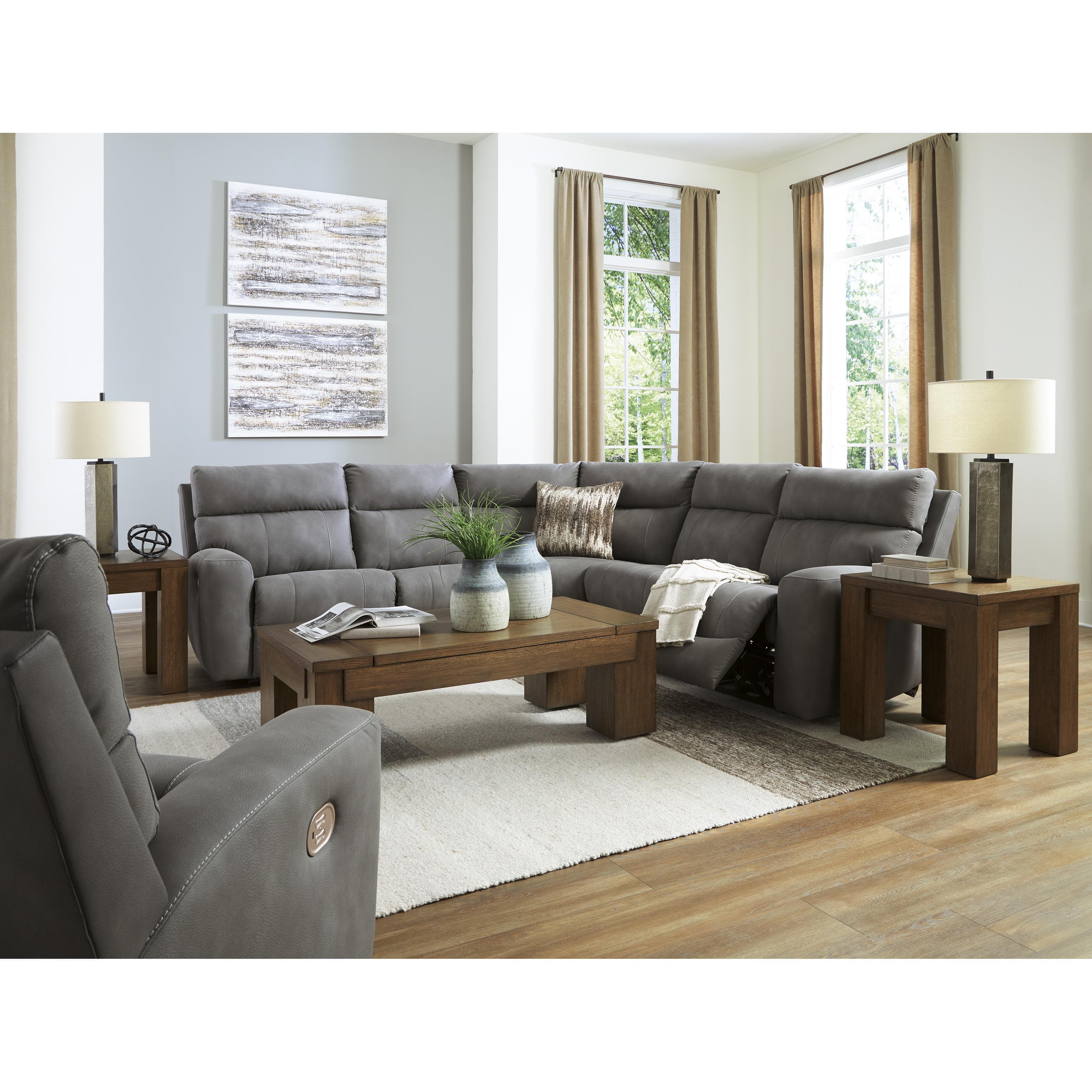 Signature Design by Ashley Next Gen DuraPella Power Reclining Leather Look 5 pc Sectional