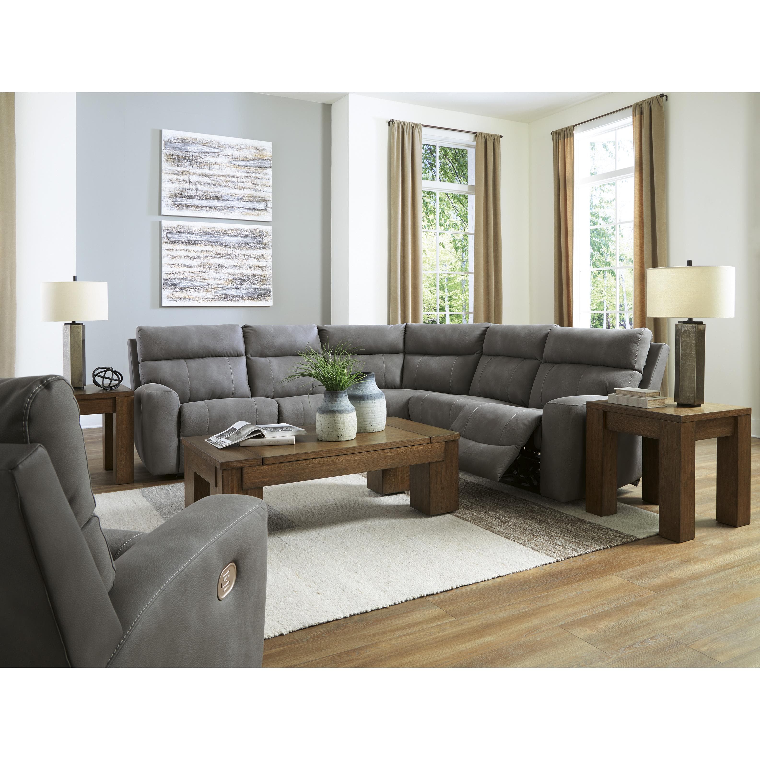 Signature Design by Ashley Next Gen DuraPella Power Reclining Leather Look 5 pc Sectional