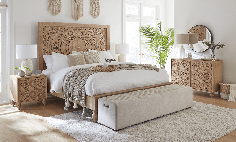 Taj Hand Carved White Washed Nightstand-Nightstand-Home Trends & Design-New Braunfels Mattress Company