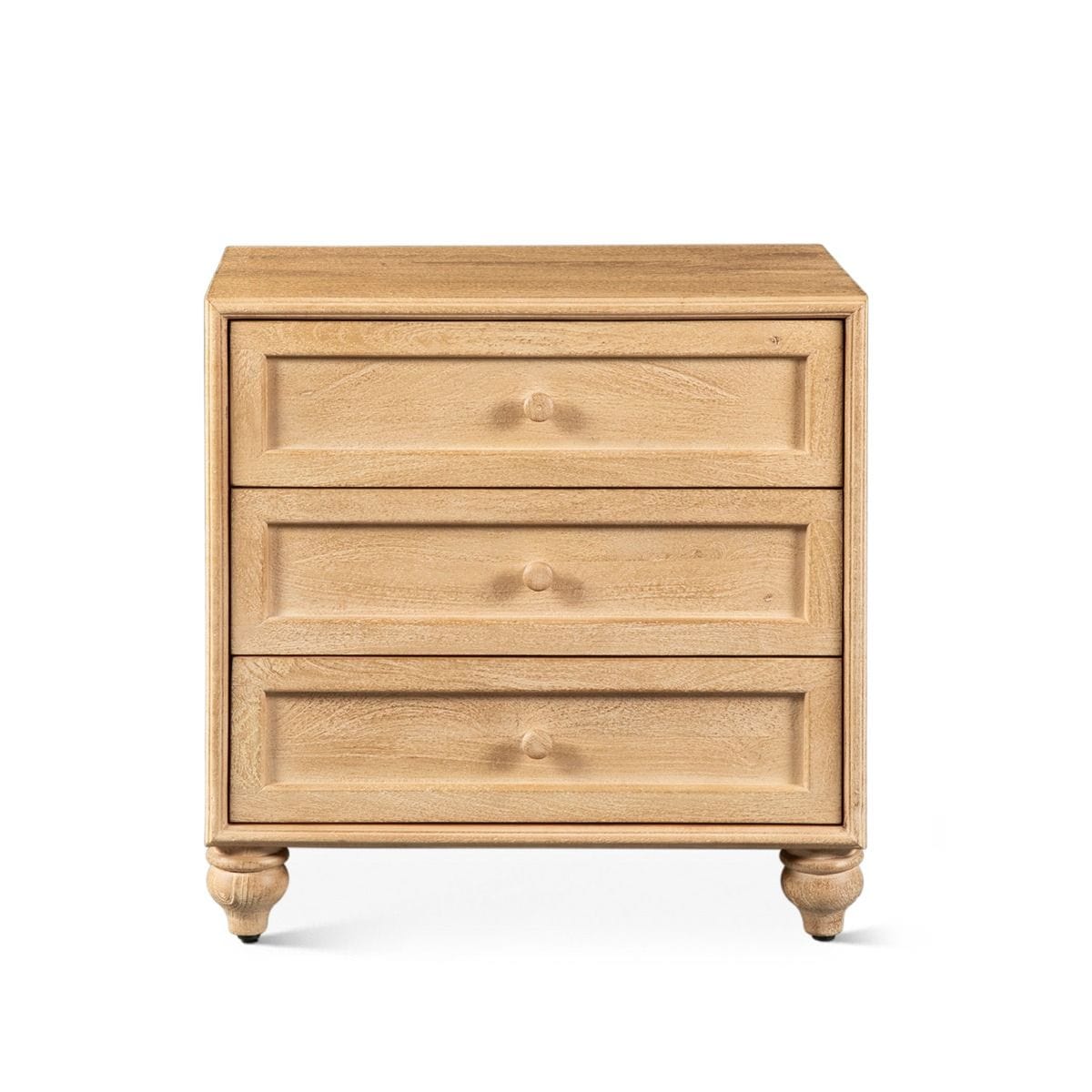 Taj White Washed 3 Drawer Nightstand-Nightstand-Home Trends & Design-New Braunfels Mattress Company