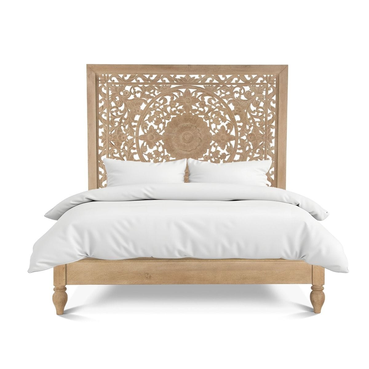 Taj Hand Carved White Washed Bed-Bed-Home Trends & Design-New Braunfels Mattress Company