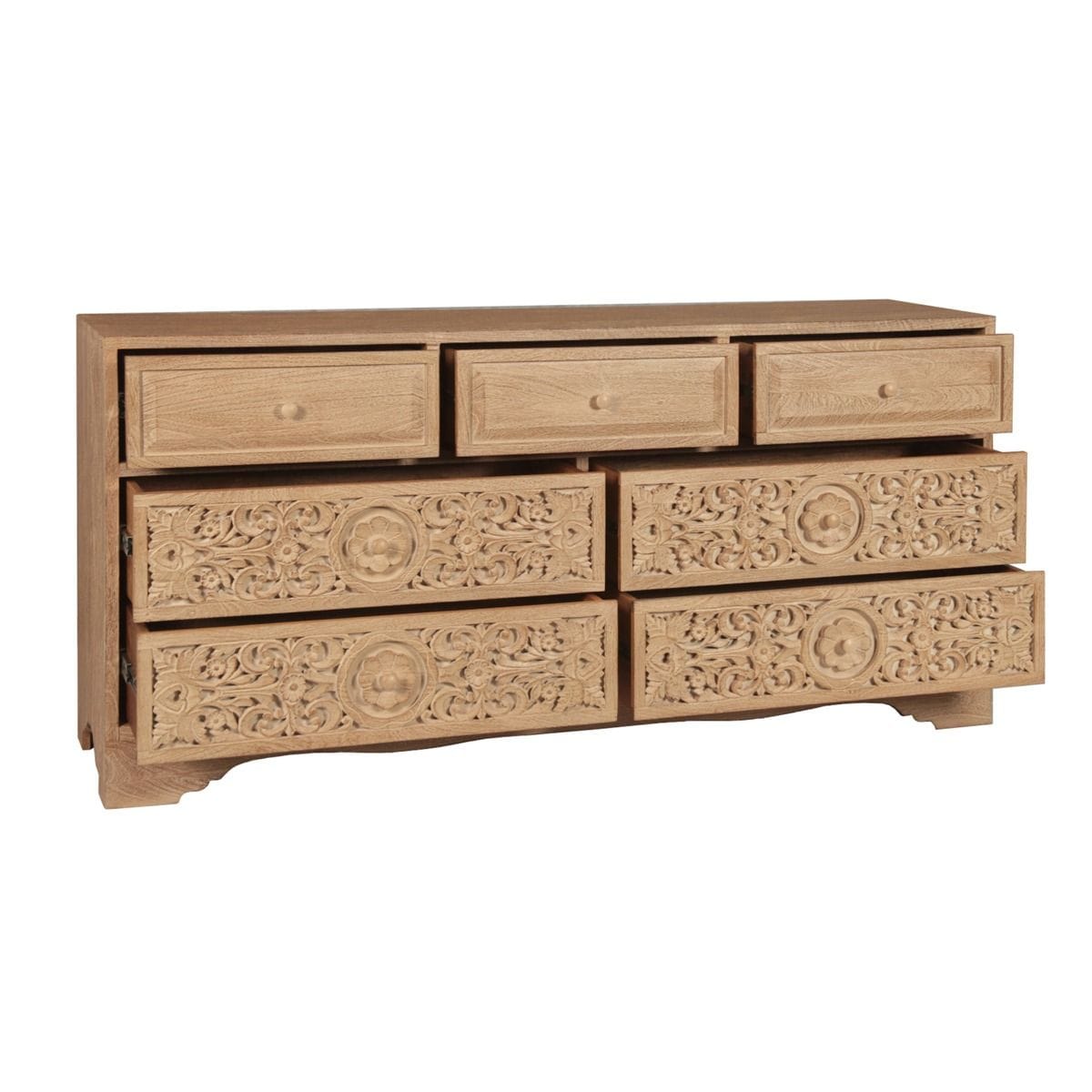 Taj Hand Carved White Washed Dresser-Dresser-Home Trends & Design-New Braunfels Mattress Company