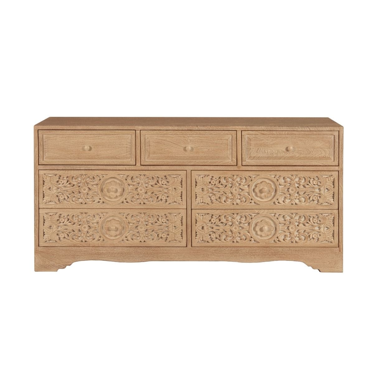 Taj Hand Carved White Washed Dresser-Dresser-Home Trends & Design-New Braunfels Mattress Company