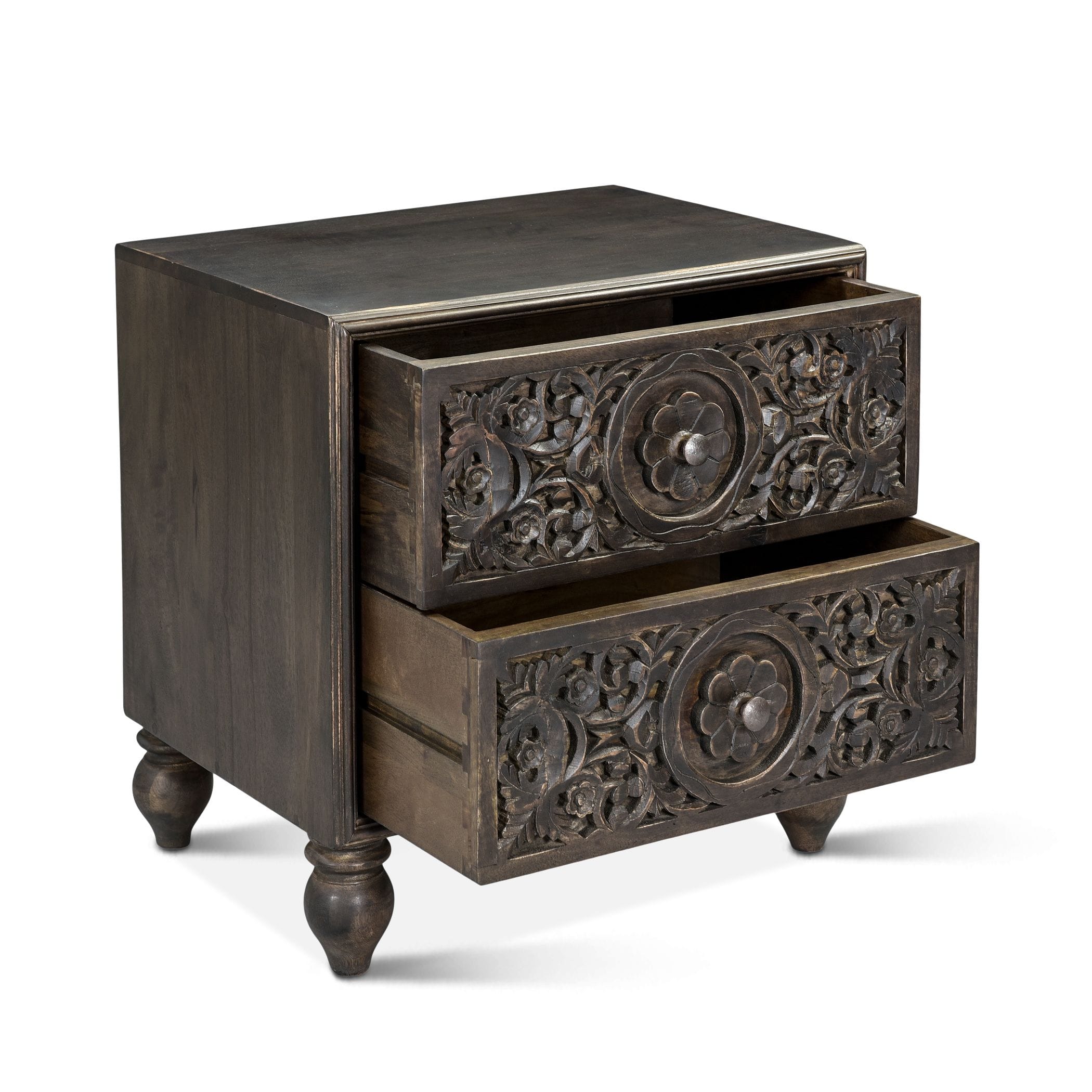 Taj Two Door Vintage Brown Nightstand-Nightstand-Home Trends & Design-New Braunfels Mattress Company