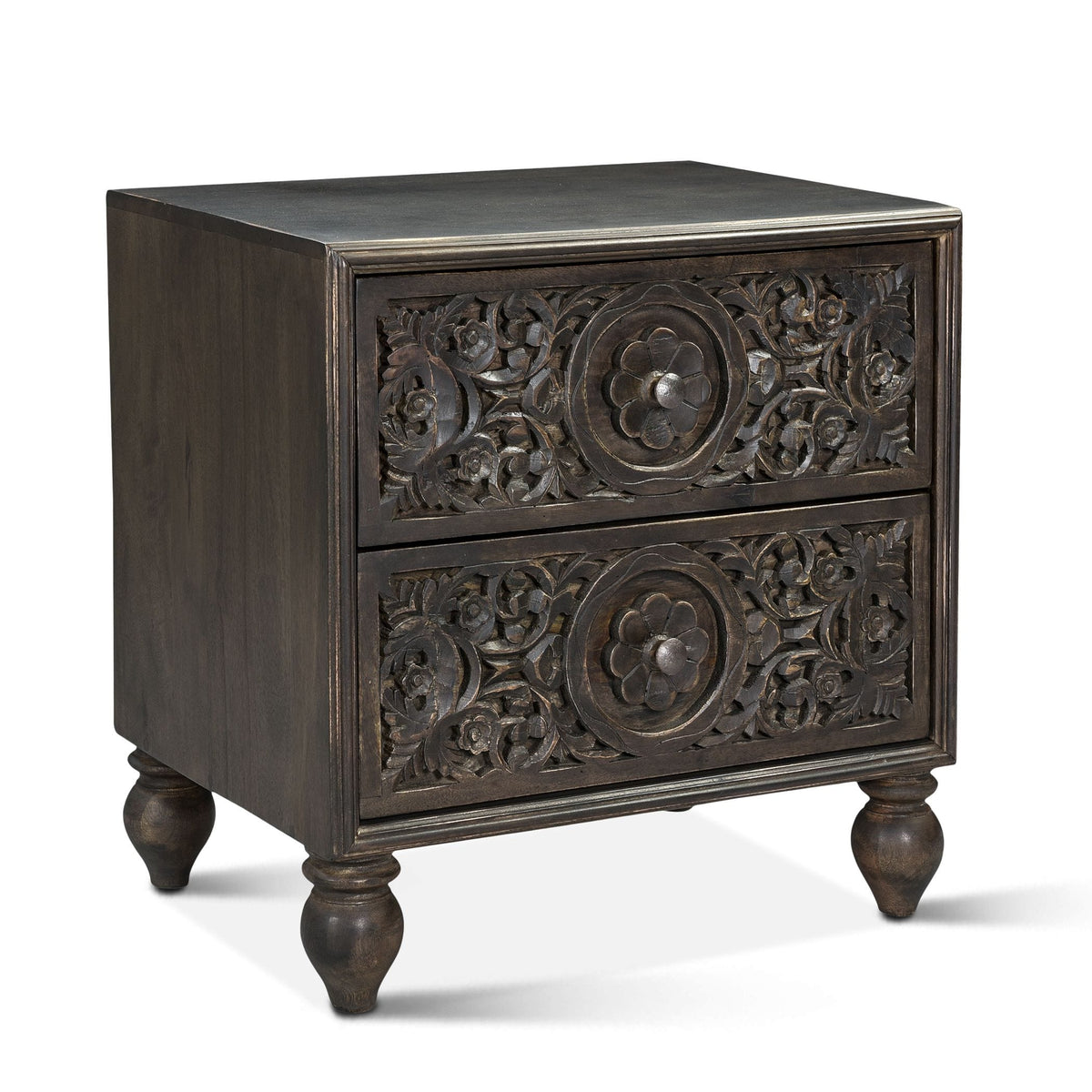 Taj Two Door Vintage Brown Nightstand-Nightstand-Home Trends & Design-New Braunfels Mattress Company