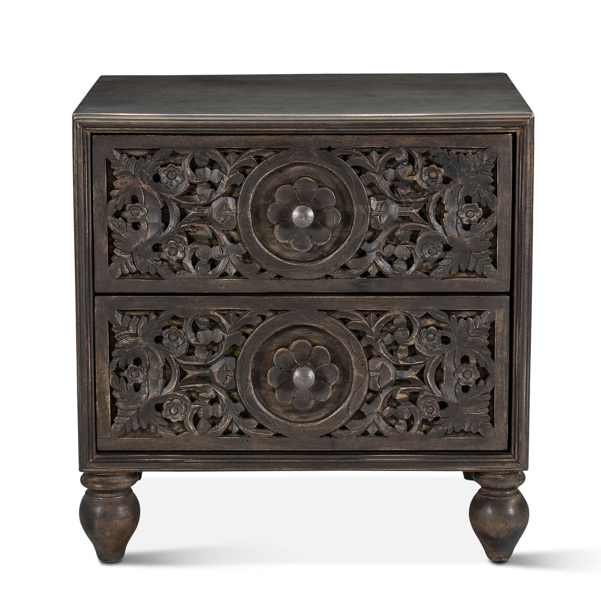 Taj Two Door Vintage Brown Nightstand-Nightstand-Home Trends & Design-New Braunfels Mattress Company
