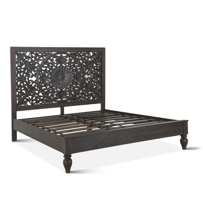 Taj Vintage Brown King Bed-Bed-Home Trends & Design-New Braunfels Mattress Company